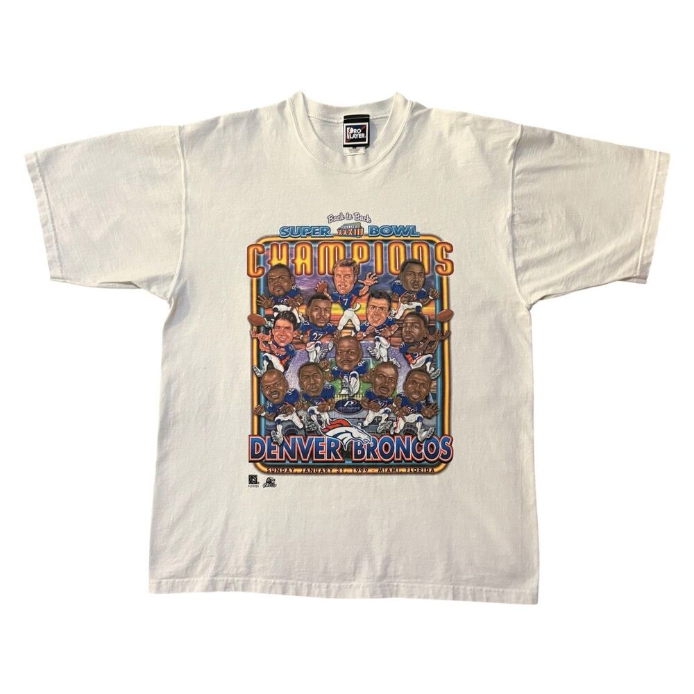 Vintage 1999 Denver Broncos Super Bowl XXXIII Caricature T Shirt L Pro Player